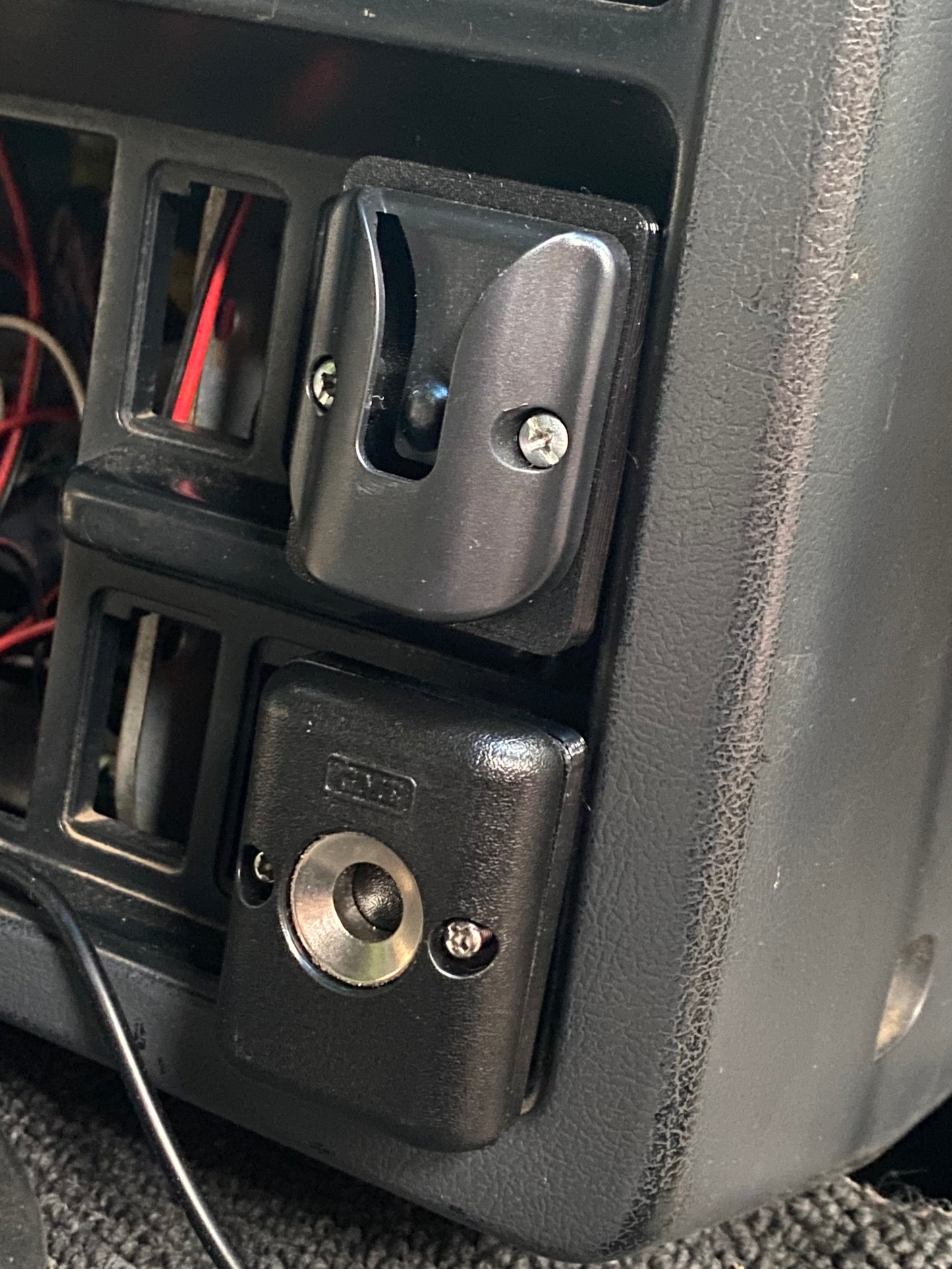 UHF Handheld Holder Bracket | Fits Factory Rocker Switch Holes | Nissan Patrol MQ, GQ, GU (160, Y60 & Y61 Series)