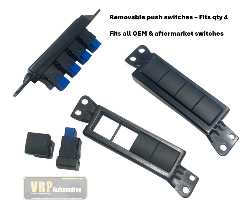 Dash Clock Replacement Switch Panel for Toyota Land Cruiser 70 76 78 79 Series | Fits 4 to 8 Factory-Style Square Push Switches | Suits VDJ76 VDJ78 VDJ79 2007–2024 | ABS Plastic OEM-Look Trim Upgrade