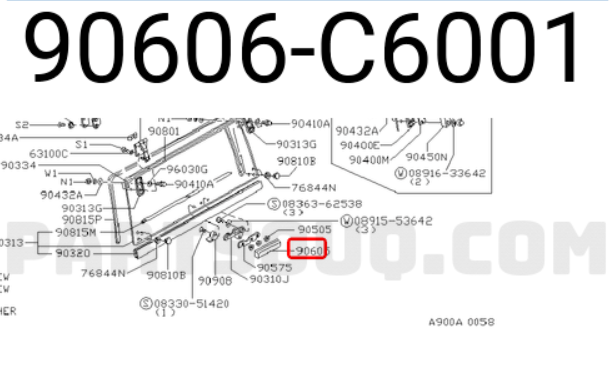 Nissan Patrol MQ MK (160 Series) Rear tailgate handle 90606-C6001 | 1980-1987