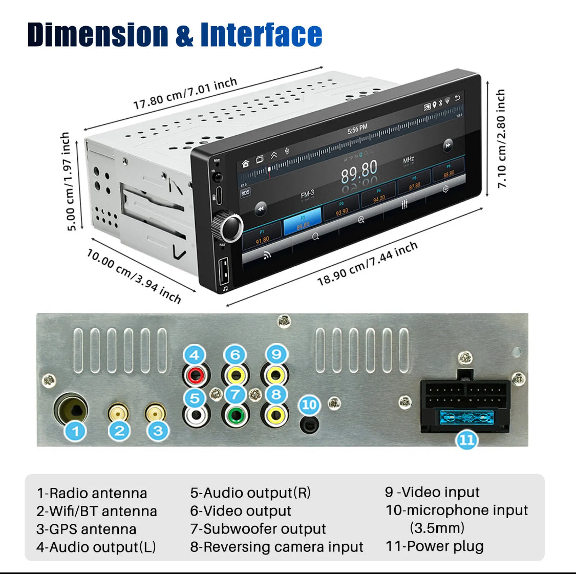 VRP Automotive 7" Single DIN Car Stereo with Apple CarPlay & Android 12 | Fits 1980-1989 Nissan MQ & MK Patrol