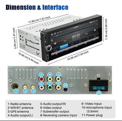 VRP Automotive 7" Single DIN Car Stereo with Apple CarPlay & Android 12 | Fits 1980-1989 Nissan MQ & MK Patrol