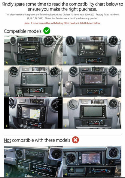 9" Android 13 Head Unit for Toyota Land Cruiser 70 76 78 79 Series (2007–2020)
