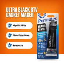 Permatex 82180 Ultra Black RTV Silicone Gasket Maker 95g / 3.35oz