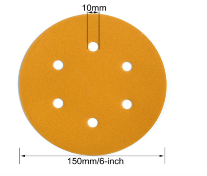 6-Inch Orbital Sanding Discs – 50-Pack (P40-P400 Grit)