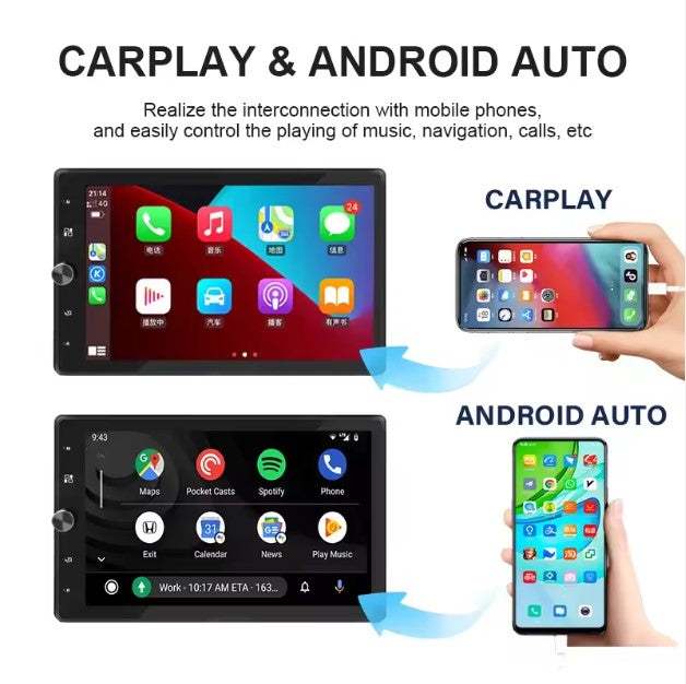 10.4" Rotatable 1‑DIN Head Unit w/ Apple CarPlay & Bluetooth
