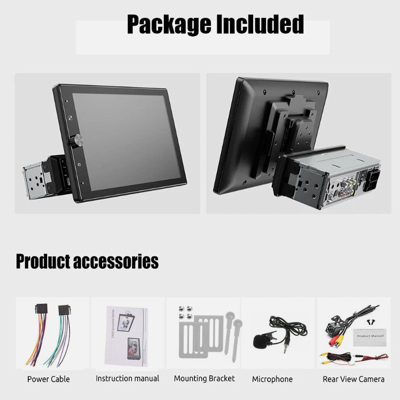 10.4" Rotatable 1‑DIN Head Unit w/ Apple CarPlay & Bluetooth