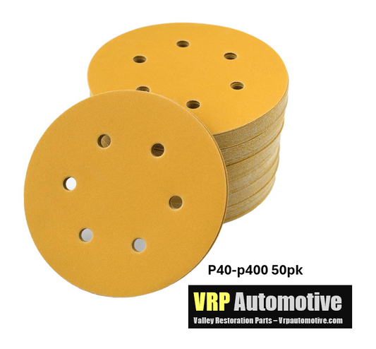 6-Inch Orbital Sanding Discs – 50-Pack (P40-P400 Grit)