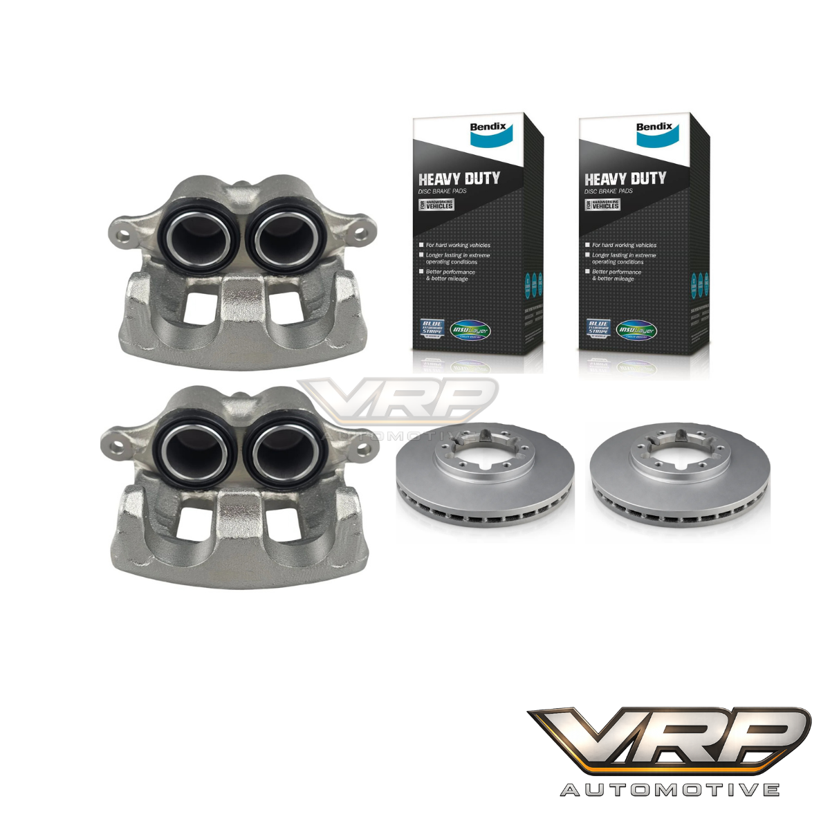 Nissan Patrol GU Y61 Complete Front Brake Kit Calipers Rotors Bendix HD Pads
