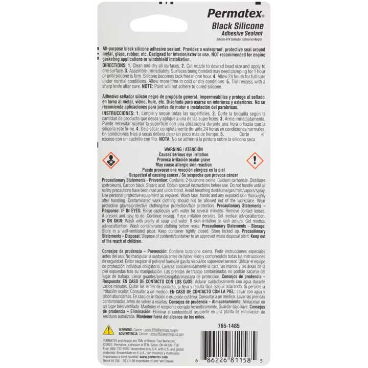 Permatex 81158 Black RTV Silicone Adhesive Sealant 85g / 3oz