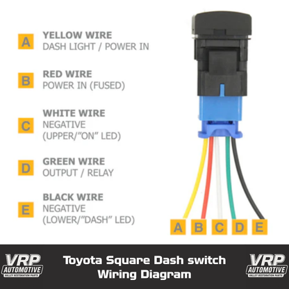 Toyota Push Switch – Square OEM Style Dash Switch 22mm for Land Cruiser Hilux Prado Hiace & More